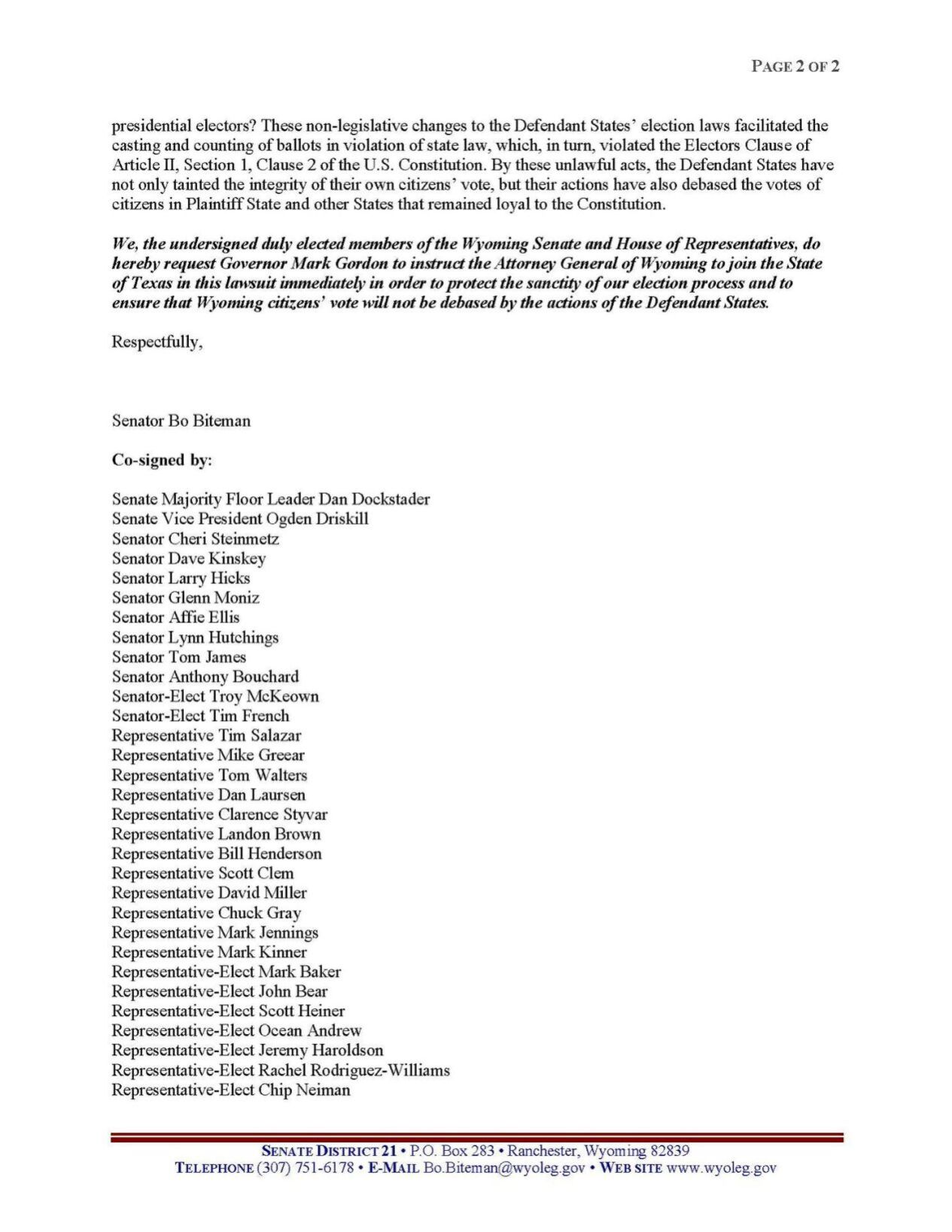 Texas lawsuit letter